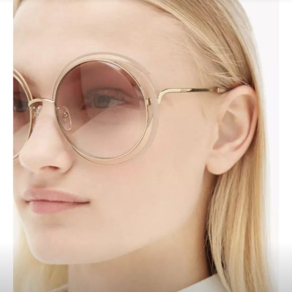 CHLOE CARILINA CHAIN 58mmRound Sunglasses MSRP$420 in Transparent